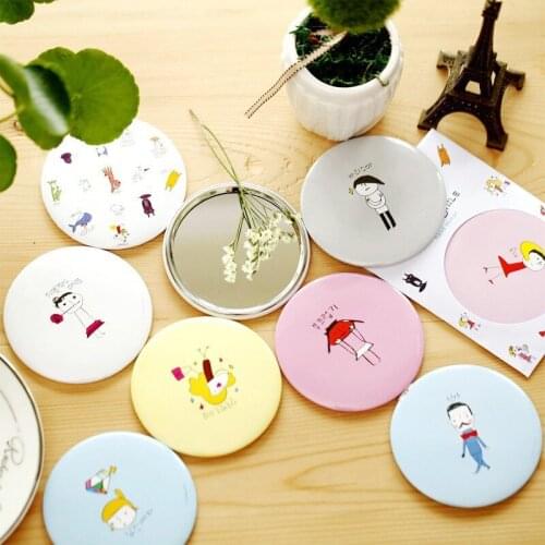 1pc Fashion Cartoon Anti-fall Portable Small Mirror Cute Girls Makeup Mirror Pocket Mirror For Beauty Tools