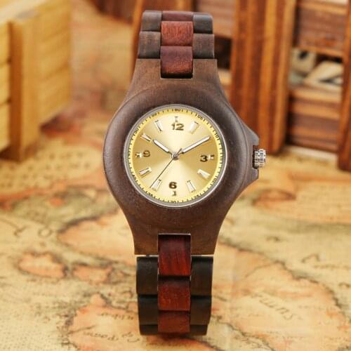 Women Wooden Watches Orologio da donna Luxury Yellow Dial Retro Wood Strap Female Timepieces Lady Quartz Watch relogio feminino