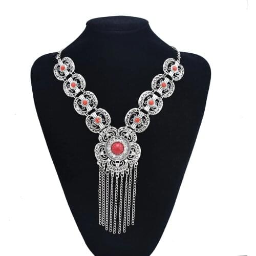 Fashion Bohemian Choker Collar Maxi Necklace Ladies Hollow Tassel Vintage Statement Kolye Colar Collier Femme Jewelry Accessorie