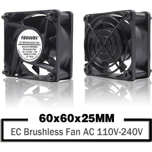 1PCS Dual Ball 60mm 6CM 60x60x25mm EC Brushless Fan AC 110V 115V 120V 220V 240V Axial Fan 6025 Industry Cooler