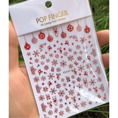 10PCS New Christmas Snowflake Bells Elk Various Colors Nail Stickers Manicure Adhesive Adhesive Decoration Accessories Nail Stic