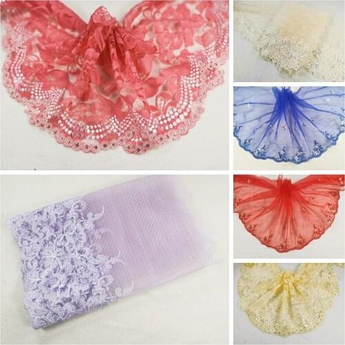 2Meters Red Yellow Purple Blue Embroidered Lace Trim Sewing Mesh Fabric Applique Clothing Bra Underwear Accessories Popular