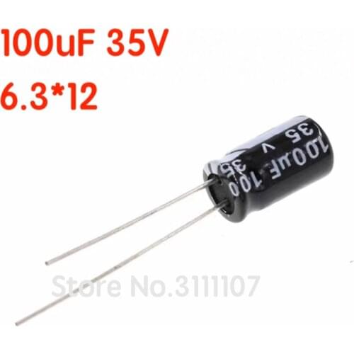 20PCS/LOT 100uF 35V 6.3*12 Aluminum electrolytic capacitor Electrolytic Capacitor 35v 100uf