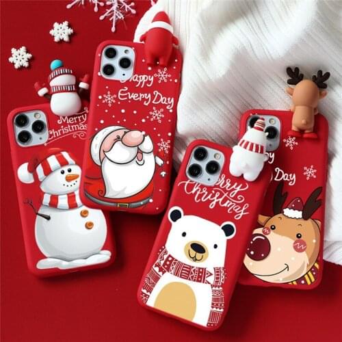 3D Doll Cartoon Christmas Santa Deer Snowman Case For iphone 12 11 Pro Max X XR XS Max 6 6s 7 8 Plus 5 5S SE 2020 TPU Cover Gift