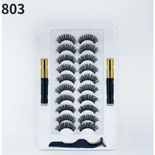 3D Magnetic False Eyelashes Handmade Magnetic Mascara 10 Pairs Natural Thick Full Length Long Lasting Soft Eyeliner Set