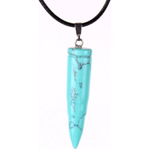 6pcs Natural Stone Green Turquoises Bullet Shape Hexagonal Pointed Reiki Chakra Crystal Bead Charms Pendants Jewelry Making Free