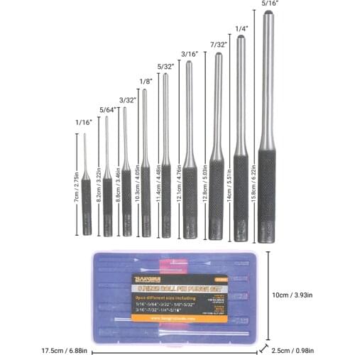 9 Pcs Roll Pin Punch Set Steel Punches Hand Pin Removing Tool with Carrying Case for Jewelers Watchmakers Carpenters Woodworking