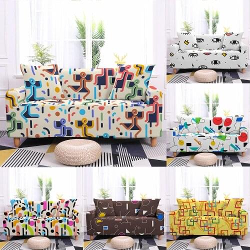 Abstract Geometric Sofa Cover For Living Room Furniture L Sofa Bed Elastic 1/2/3/4 Seat Couch Cover Sofa Corner Protective Towel