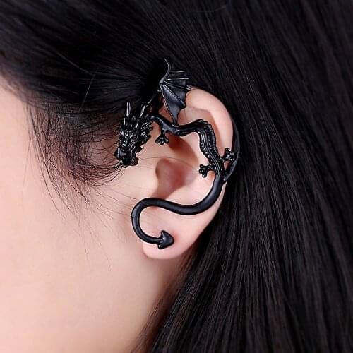 Free Shipping Fashion Earrings Punk Dragon Long Ear Cuff Earring jackets Wedding Earrings For Women And Men Jewelry Gifts EJ001