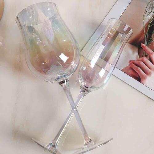2PCS/Set Tulip Shape Lead-Free Crystal Glass Goblet Rib Design Red Wine Cocktail Whiskey Champagne Glass Wine Cup 150-400ml
