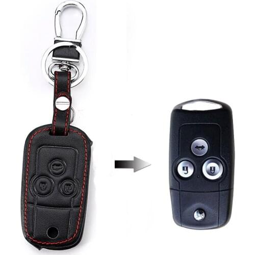 Key Case For Car Leather 3 Buttons Key Cover For Honda Civic 2011 Crv Fit Xrv Crider Car Key Cover