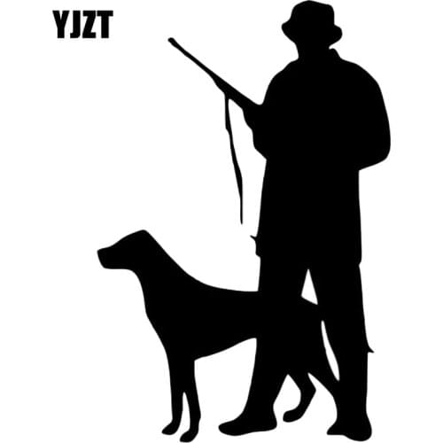 YJZT 8.5*12.8CM Hunter Dog Hunting Individual Window Decorative Decals Classic Cartoon Motorcycle Car Sticker C6-1423