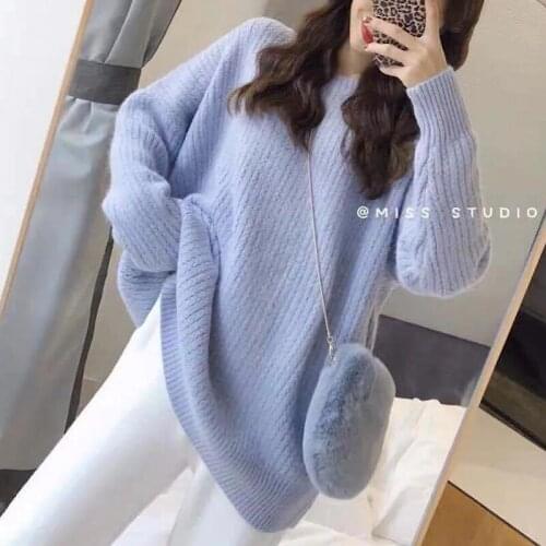 Long Sweater Oversize Woman Korean Knitwear Elegant Loose Soft Casual Long Sleeve Basic Pullover Jumper women sweater