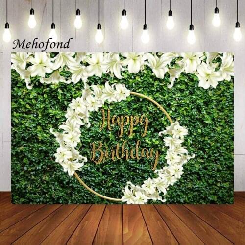 Mehofond Flower Grass Photography Background Floral Grass Baby Shower Birthday Party Decorations Backdrop Photo Studio Props