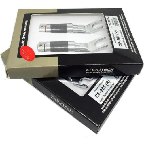 Furutech CF-201(R) Copper Rhodium Plated Carbon connectors plugs Y Spade Original box