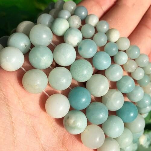 Blue A+ Amazonite Beads Natural Crystal Stone Angelite Round Loose Beads For Jewelry Making DIY Bracelet Supplies 4/6/8/10/12mm