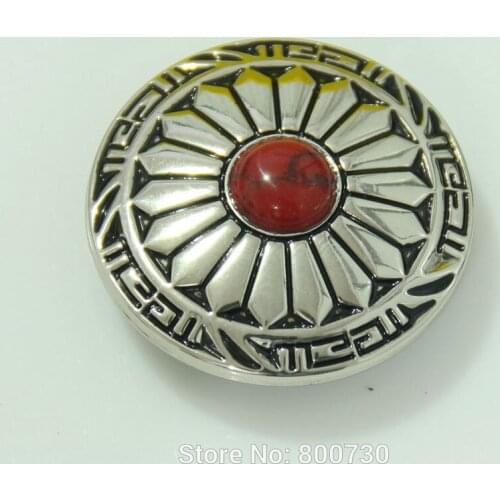 KB307) Wholesale 50pc 1-1/8'' (3.0cm) Wild Hearts Concho Leathercraft Silver w/ Red Stone Leathercraft Concho