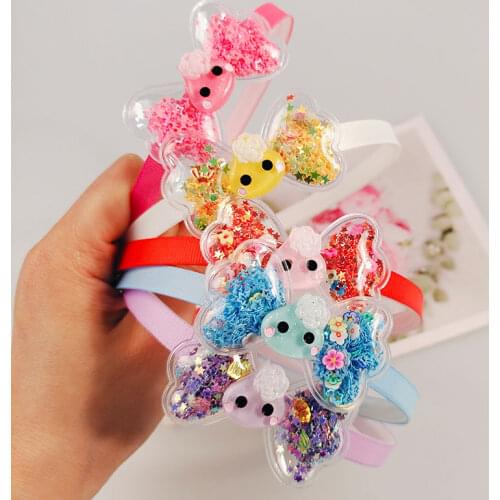 2pcs Kids' bling bling sequin Quicksand bows headband childrens lovely glitter bowknot hair hoop baby hair accessories