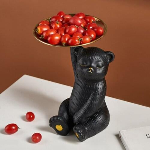 Creative light luxury personality net red bear tray ornaments Nordic home model room coffee table storage decorative snack tray