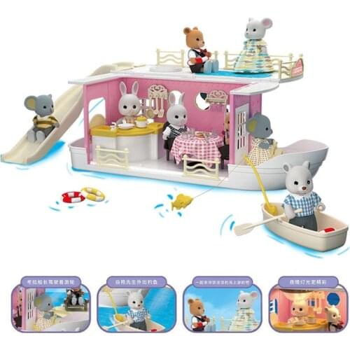 Koala Dollhouse Furniture 1/12 Dollhouse Cruise Ship Sea Forest Animal Restaurant Beach Accessories Pretend To Play With Toys Ho