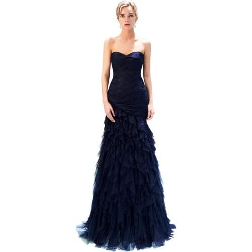 Sweetheart Strapless Mermaid Tassel Backless Lace Up One-piece Floor Length Party Dress Robe de soiree Vestido de noche 42694