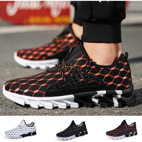 Mens Sneaker Summer Breathable Walking Shoes Lace-up Casual Shoes Comfortable Non-slip Sports Shoes