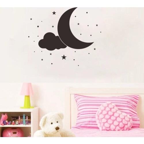 Moon Clouds Stars Wall Stickers Home Decoration For Living Room Kids Room Nursery Porch Diy Vinyl Mural Peel & Stick Art Decor