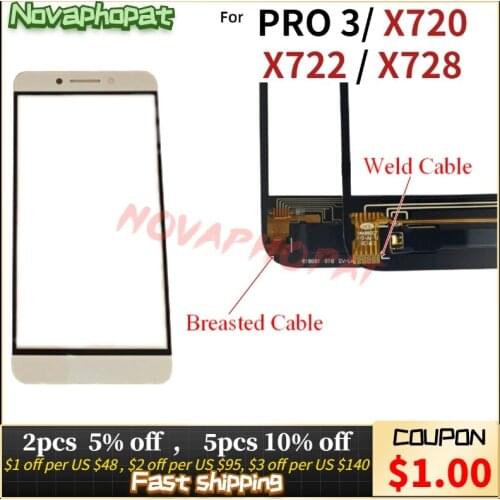 Novaphopat Digitizer LCD display Front Glass Panel For LeTV Pro3 Pro 3 X720 X725 X727 X722 X728 Touch Screen Sensor Glass lens