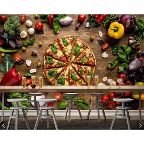 Papel de parede Fast food Pizza Vegetables Food 3d wallpaper,living room kitchen fast food shop cafe restaurant KTV bar murals