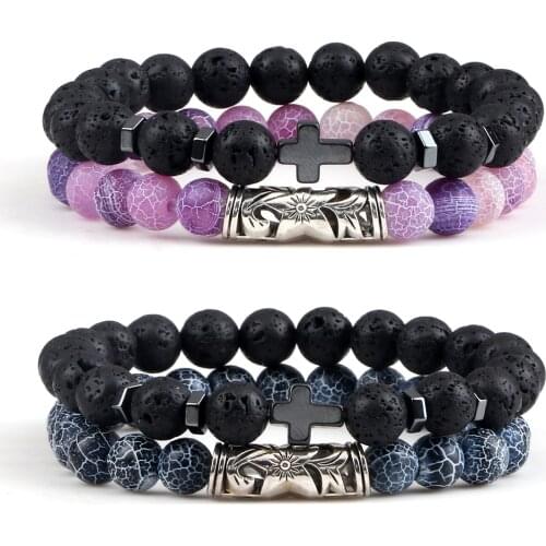 Couples Beads Bracelets Muliti-color 8mm Men Natural Tiger Eye Lava Weathered Stone Elastic Bracelets&Bangles Women Yoga Jewelry