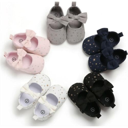 Toddler Baby Girl Crib Shoes Newborn Baby Girls Boys Bowknot Soft Sole Dot Print Casual Shoes
