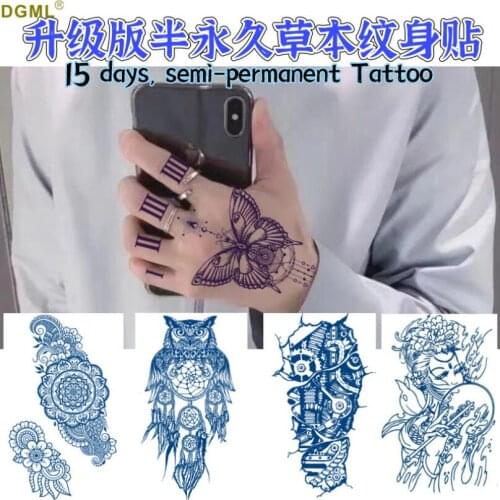 Lasting Waterproof Temporary Tattoo Sticker Lotus Butterfly Flame Totem Flash Tatto Sexy Girl Body Art Ink Blue Fake Tatoo T1929