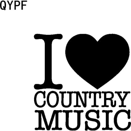 QYPF 14CM*14CM Fashion I Heart ( love ) Country Music Decal Black Silver Vinyl Car Sticker Decor C15-3154