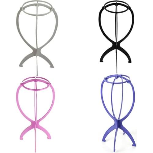 Adjustable Wigs Stands Plastic Holding Standing Folding Salon Practice Portable Hat Wig Stand Hair Cap Wig Display Stand Tools