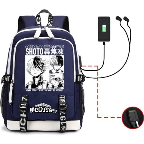 My Hero Academia Backpack Anime Cosplay Shoto Print High Capacity USB Schoolbag Bookbag Travelbag Laptop Bags 2021 Fashion