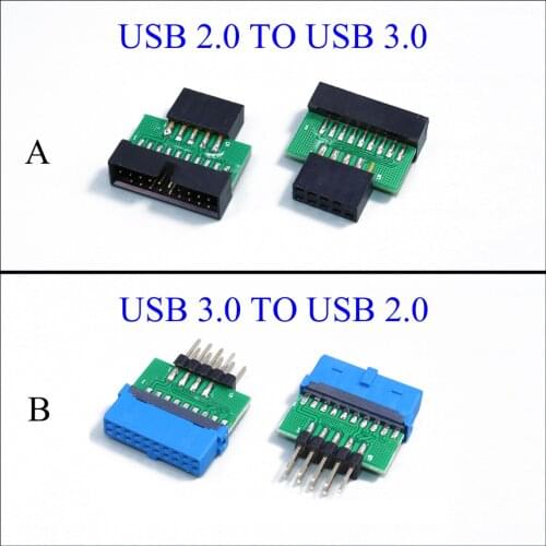 YuXi Chassis Front USB2.0 9pin female to USB3.0 19 pin 20Pin male adapter USB 3.0 19pin /20Pin to USB 2.0 9PIN converter adapter