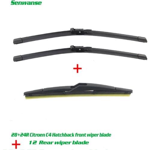 Senwanse Front and rear Wiper Blades For Citroen C4 Hatchback 2004-2010 Windshield Windscreen wiper 28"+24"+12"