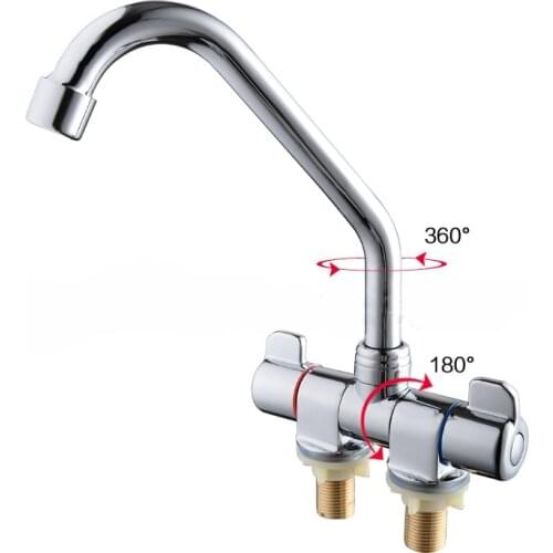 RV folding 360 Rotation Faucet Kitchen Aerator Cold & Hot Water Tap For Bathroom Deck Caravan RV Boat Mounted 1pcs 002