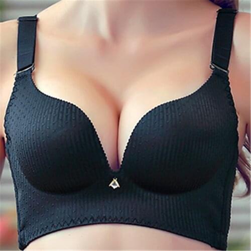 Slimgril Women Seamless Wire Free Bras Comfortable Push-up A B C thin Cup Bras Lady Plunge Underwear Sexy Lingerie Small Size