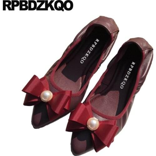 Shoes dress pointed toe designer ladies large size soft ballet flats women big pink chinese china red wine ballerina slip on