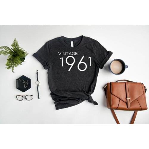 Vintage 1961 Hello 60 Birthday Shirt Women Plus Size Cotton Lady Clothes Fashion O Neck Short Sleeve Tees harajuku Streetwear