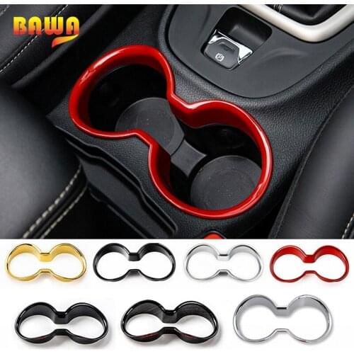BAWA Interior Mouldings for Jeep Cherokee 2014-2016 ABS Cup Holder Decorative Frame Cover Drink Holder Accessories
