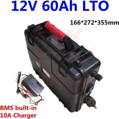 Waterproof Lithium titanate 12v 60ah LTO battery pack BMS 5S deep cycles for solar/car/marine/electric scooter ebike+5A Charger