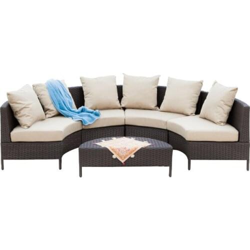 All Weather Outdoor Rattan Patio 5pcs Wicker Sofa Sectional Set