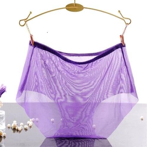 Full Transparent Female Panties See Through Mesh Underwear Woman Sexy Seamless Briefs Ladies Solid Color Thin Underwear Low Rise