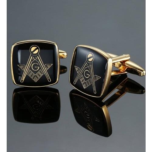 Gold Masonic Cufflinks new fashion jewelry fashion shirt letter Cufflinks mens business suit button pin gift