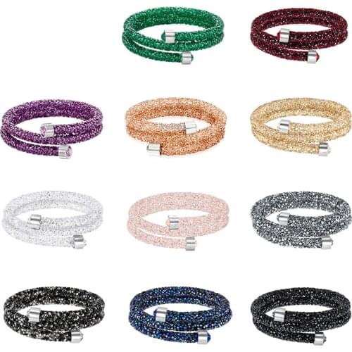 01 RLLEN High Quality Swa Original bracelets Women Jewelry 1:1 Colored Crystal Rubber Bracelet Production Free Shipping 5292451