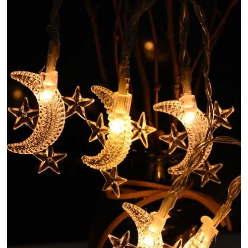 1.5/3M LED Moon Light String Twinkle Garlands Battery Powered Eid Mubarak Ramadan Decoration Lamp Party Decorative Fairy Lights