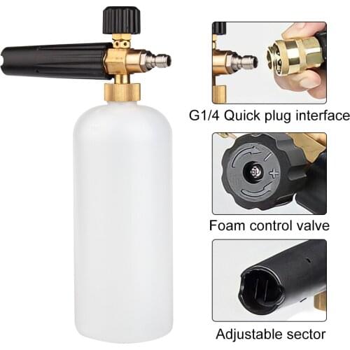 1L Snow Foam Lance Car Foam Wash Snow Foam Generator Foam Nozzle Foam Cannon High Pressure Car Washer for 1/4 Quick Connector