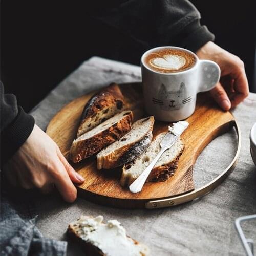 1Pcs Round Acacia Wood Kitchen Cutting Board Food Chopping Board Corbeille Fruit Snack Pizza Sushi Bread Beaf Meat Cutting Board